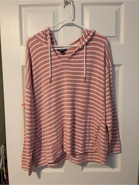 Women’s Buffalo David Bitton Pink & White Striped Hooded Pullover
